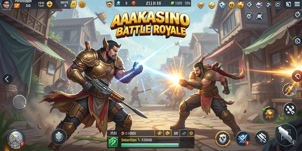 Tangkapan layar AAKASINO menunjukkan aksi pertarungan Battle Royale yang mendebarkan.