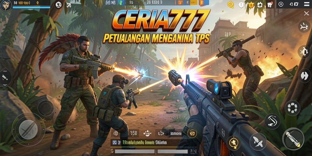 Tampilan gameplay menegangkan dalam CERIA777 yang menampilkan aksi TPS.