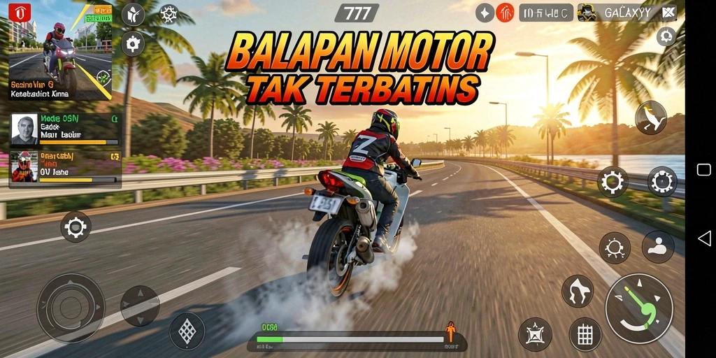 Tampilan menakjubkan dari balapan motor yang menegangkan.