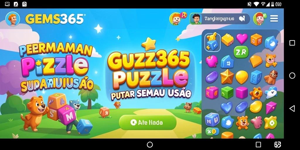 Tampilan gameplay yang seru dari GEMS365 saat menyelesaikan puzzle.
