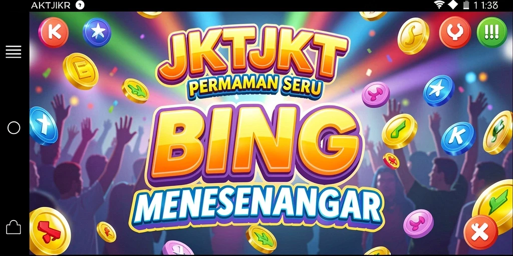 Tampilan gameplay JKTJKT yang menampilkan suasana Bingo penuh warna.