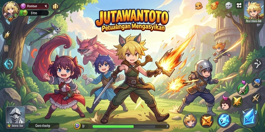 Gameplay seru JUTAWANTOTO dengan karakter anime yang ikonik.
