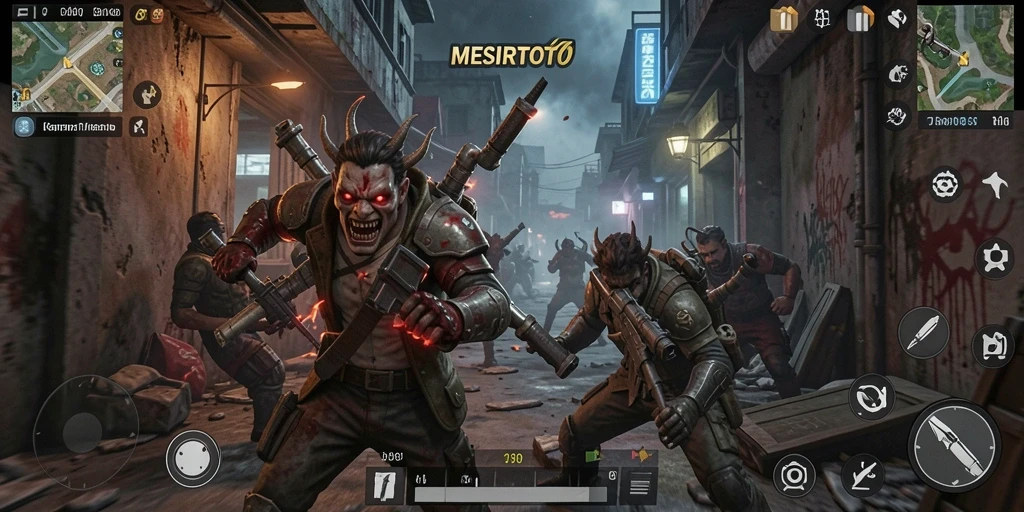 Gameplay MESIRTOTO menunjukkan suasana horor yang intens dan menegangkan.
