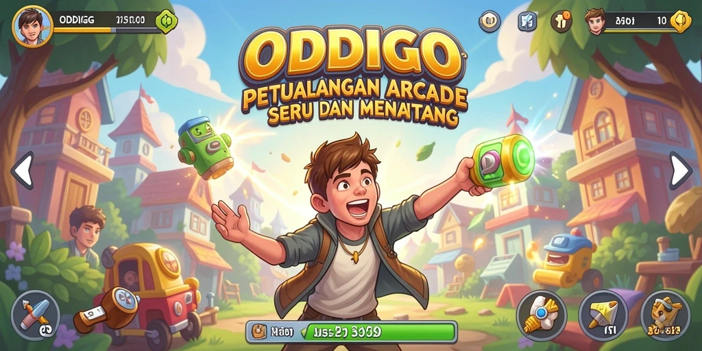 Screenshot ODDIGO yang menampilkan karakter dalam aksi gameplay Arcade.