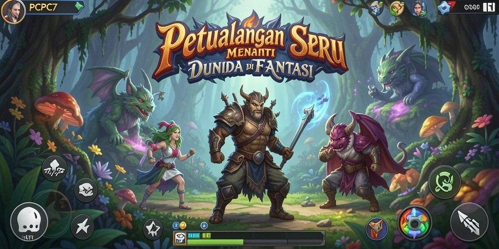 Screenshot menunjukkan petualangan epik dalam dunia fantasi PCPC7.
