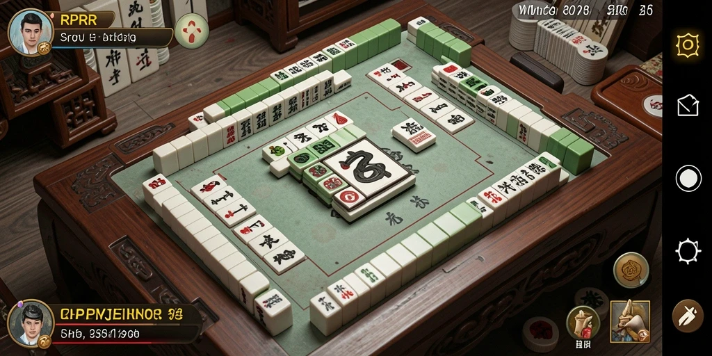 Tampilan gameplay RPRR dengan ubin Mahjong yang menarik.
