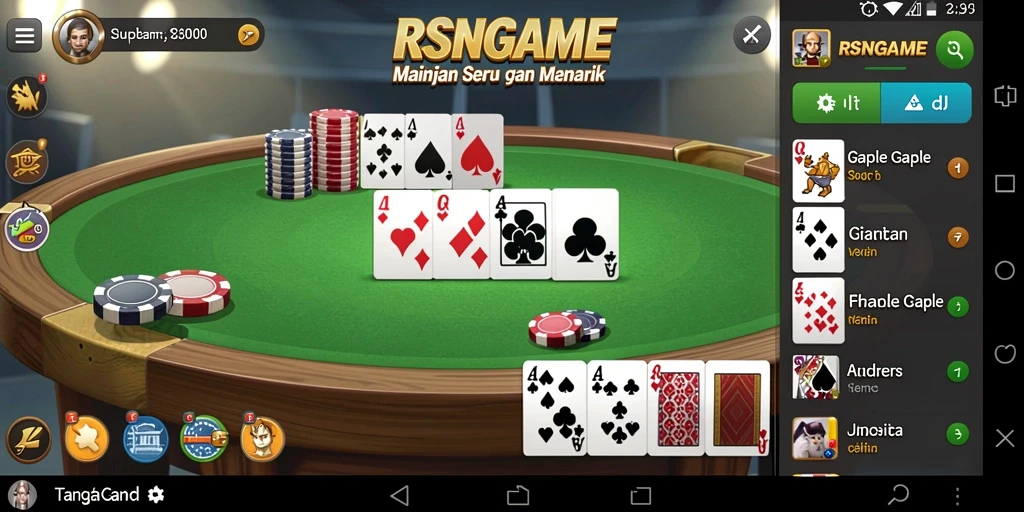 Tampilan gameplay RSNGAME dengan fitur Gaple yang seru.