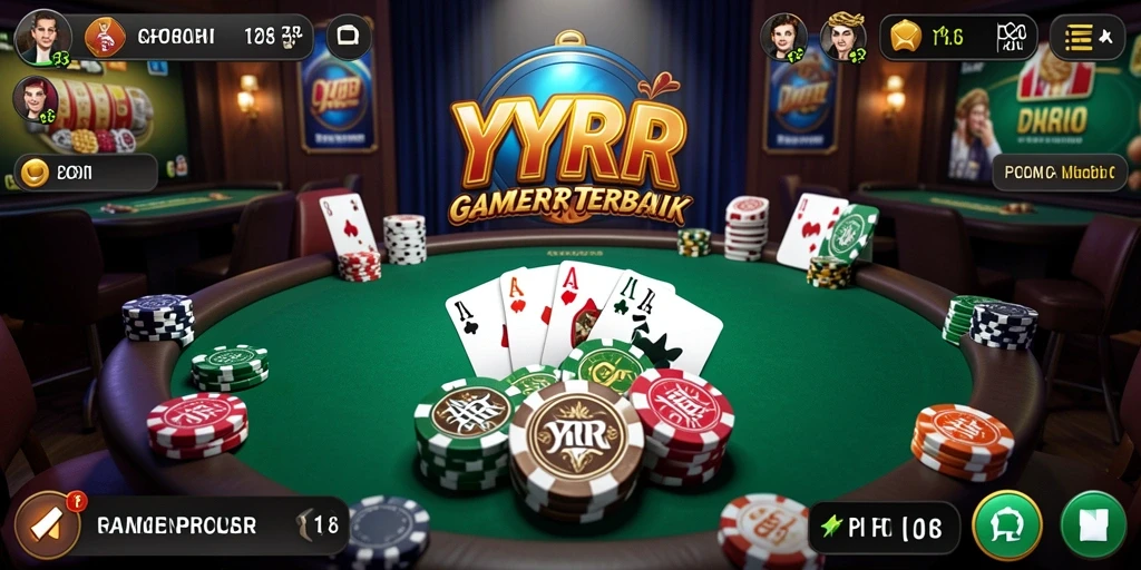 Screenshot utama YYRR menunjukkan pemain asyik bermain poker.